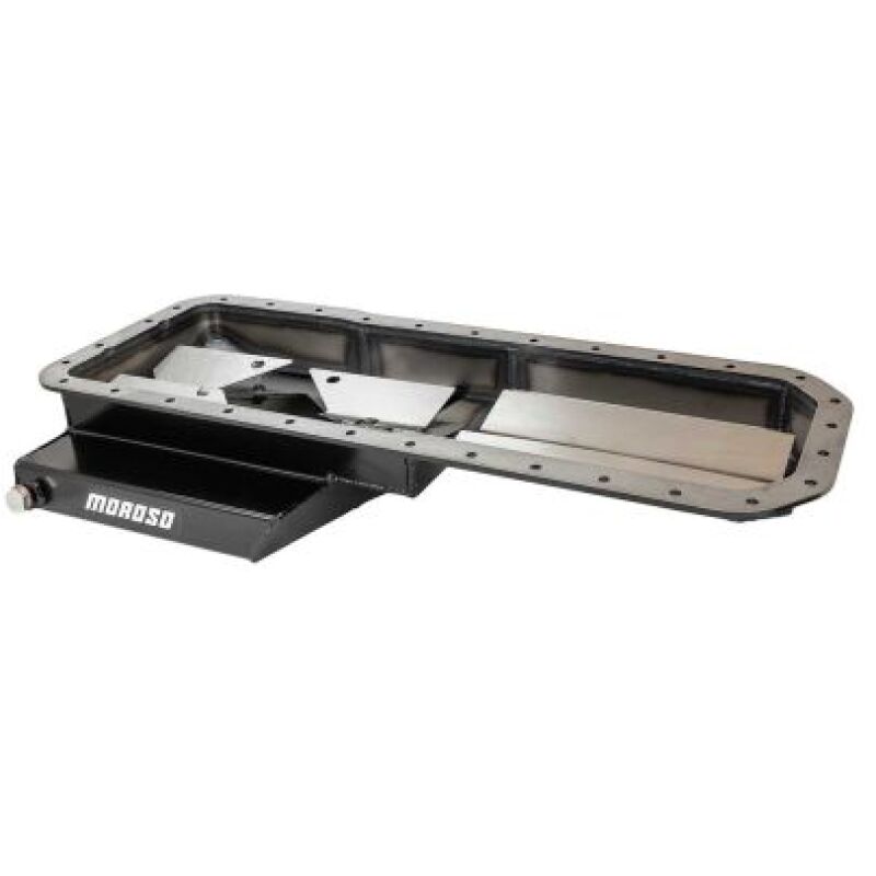 Moroso Datsun/Nissan L24/L26/L28 Road Race Baffled Wet Sump 5.6 Qt 6.25in Deep Steel Oil Pan (Black) - 20977
