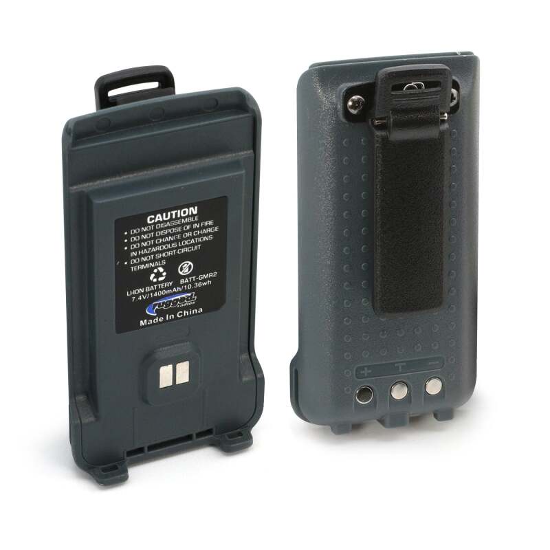 Rugged Radios GMR2 Replacement Lithium Battery w/12v Charge Port and Belt Clip Grey - BAT-GMR2