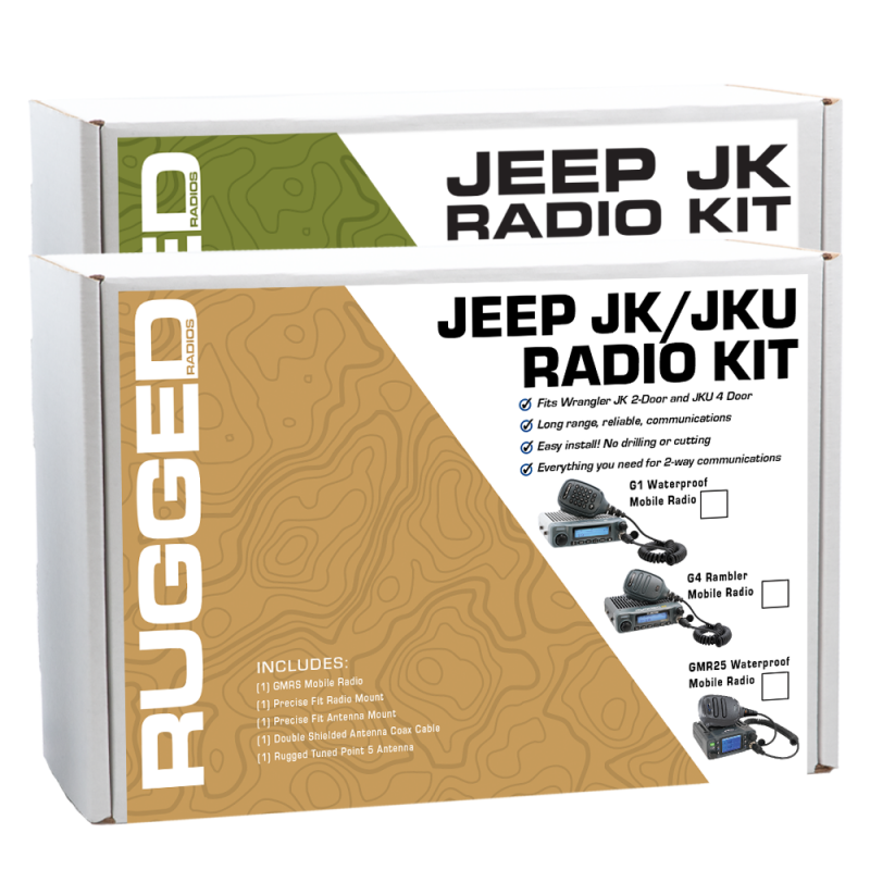 Rugged Radios 07-10 JK(2D) / 07-19 JKU(4D) 2-Way GMRS Radio Kit / 25 Watt - GMR25 Waterproof - JKU-GMR25