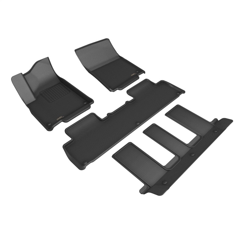 3D MAXider 22-24 RIVIAN R1S Kagu Black Floor Mat - Row 1/2/3 - L1RI00501509