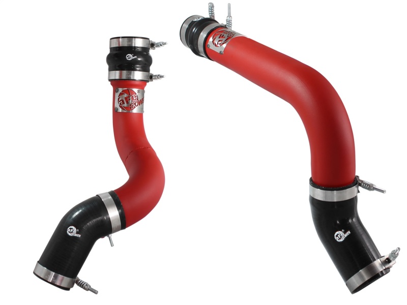 aFe BladeRunner 3in Red Intercooler Tubes Hot & Cold Side Kit for 13-14 Dodge RAM Diesel 6.7L (td) - 46-20134-R