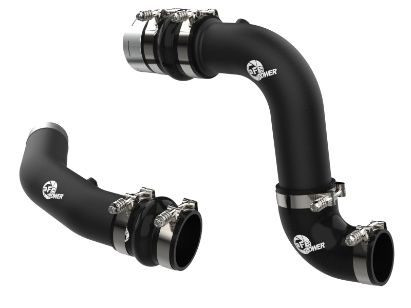aFe 23-24 Ford Diesel Trucks V8-6.7L (td) BladeRunner Aluminum Hot and Cold Charge Pipe Kit - Black - 46-20734-B