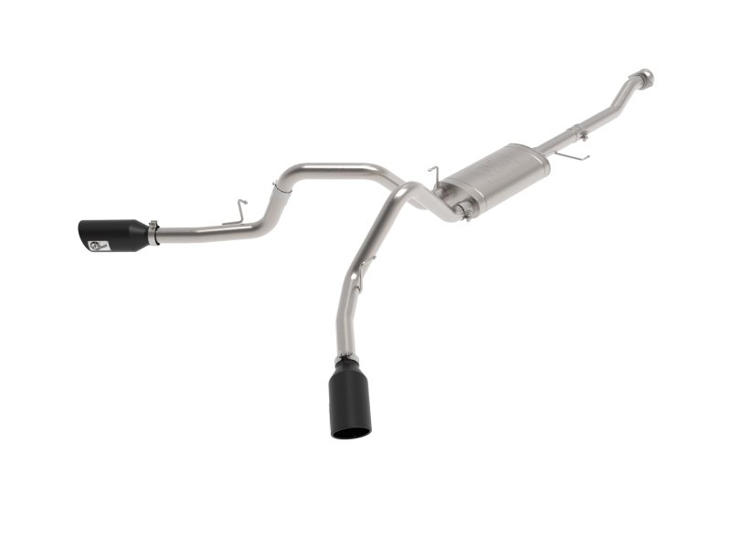 aFe Vulcan 3in 304 SS Cat-Back Exhaust 2021 Ford F-150 V6 2.7L/3.5L (tt)/V8 5.0L w/ Black Tips - 49-33126-B