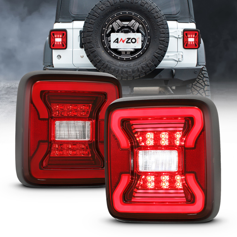 ANZO 18-19 Jeep Wrangler JL LED Taillights Black - 311295