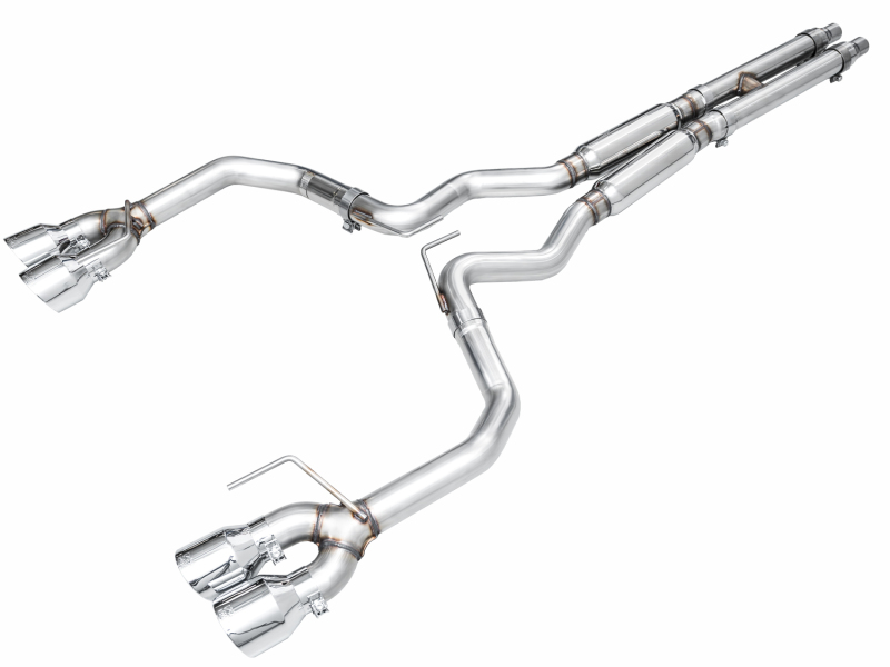AWE 2024 Ford Mustang GT Fastback S650 RWD Track Edition Catback Exhaust w/ Quad Chrome Silver Tips - 3020-42650