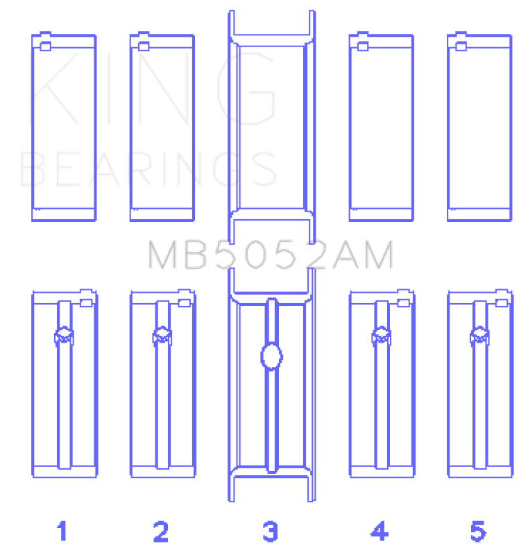 King Chrysler/Mitsubishi 122ci 2.0L (Size 0.25) Main Bearing Set - MB5052AM0.25