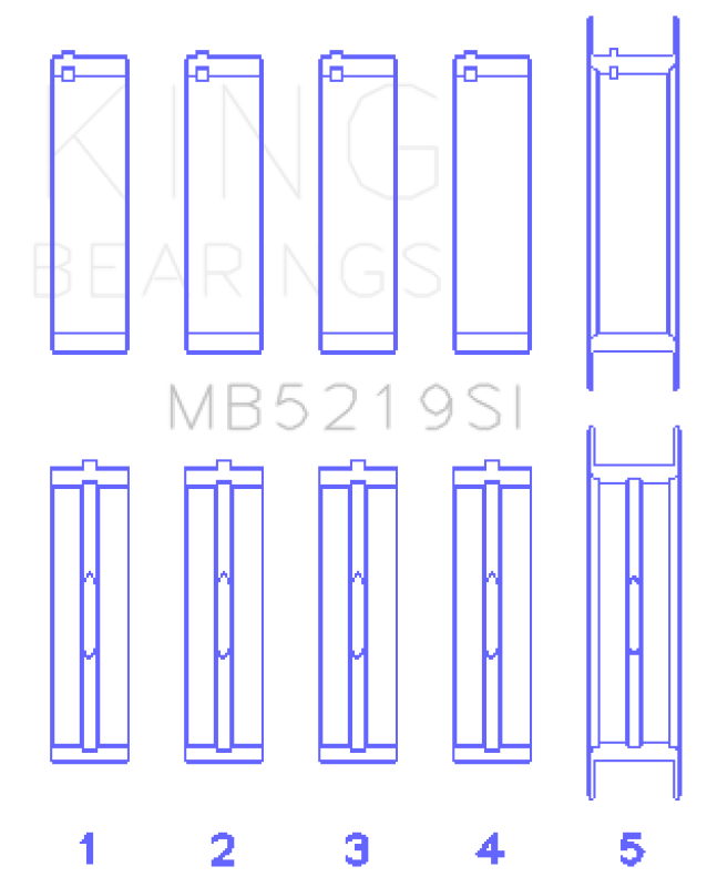 King 91-92 281CI 4.6L V8 Romeo with Cast Iron Block SOHC 16 Valves (Size +0.25) Main Bearing Set - MB5219SI0.25