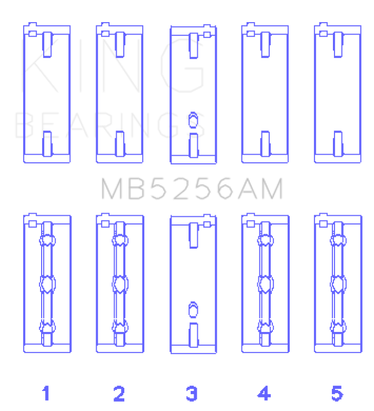 King Engine Bearings Hyundai Lantra 1600 (Size +0.25mm) Main Bearing Set - MB5256AM0.25