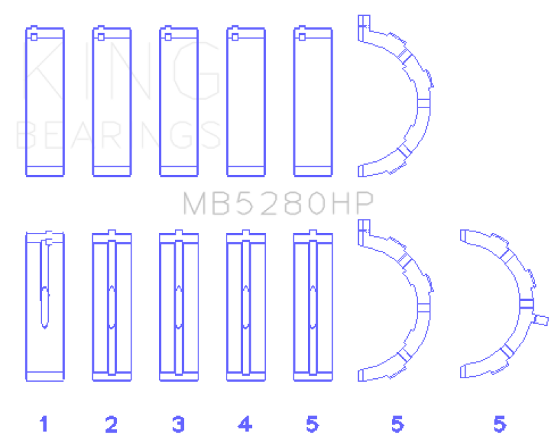 King Ford Prod. V8 4.6L/5.4L Will Not Fit GT500 (Size STDX) Performance Main Bearing Set - MB5280HPSTDX