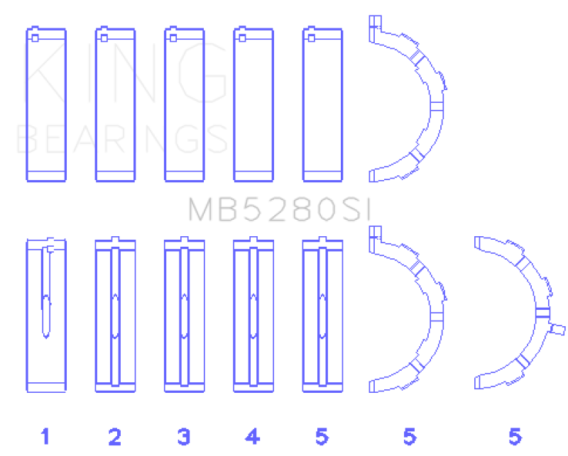 King Ford 281CI/330CI 4.6L/5.4L V8 (Size +0.25) Main Bearing Set - MB5280SI0.25