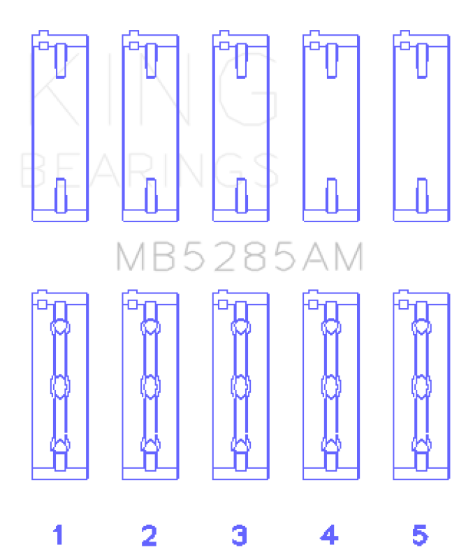 King Engine Bearings Suzuki J18K/J20A (Size +0.50mm) Main Bearing Set - MB5285AM0.5
