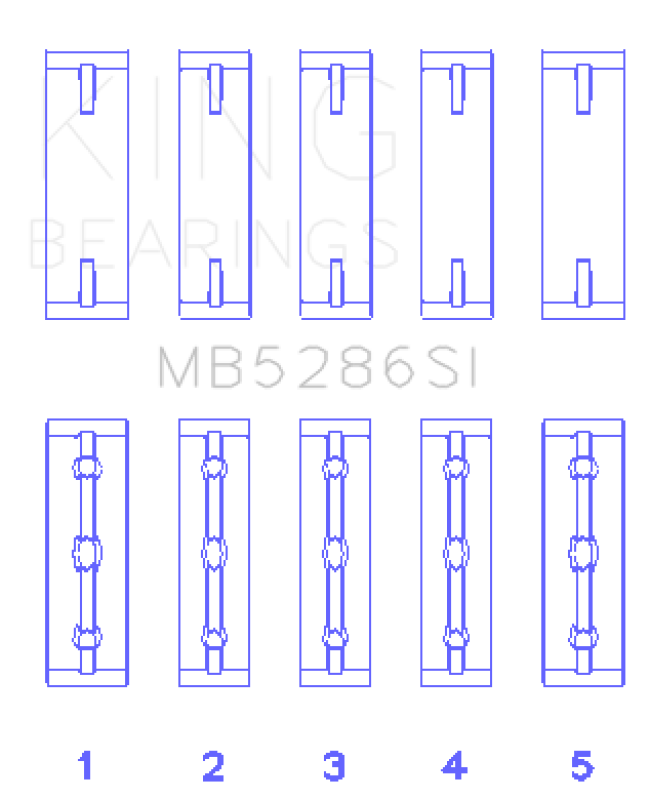 King Engine Bearings Toyota 1Uz-Fe/2Uz-Fe/3Uz-Fe (Size +0.50mm) Main Bearing Set - MB5286SI0.5