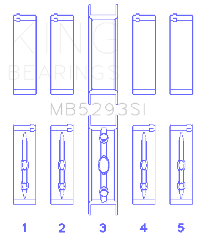 King GM 294/325/345/364CI 4.8/5.3/5.7/6.0L L20/LS1/LS2/LS4/LS6 (Size 040) Main Bearing Set - MB5293SI 040