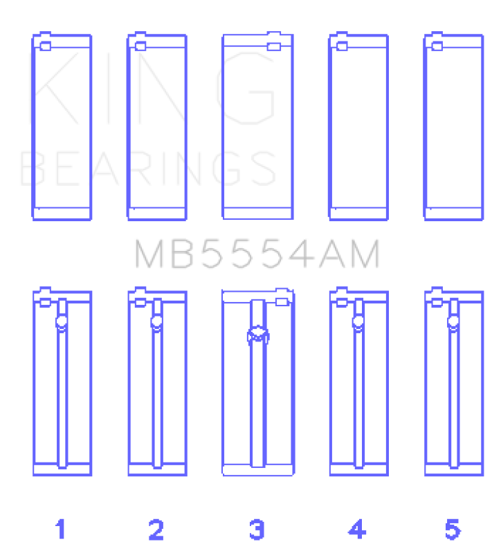 King Engine Bearings Toyota 3Sgte (Size +0.50mm) Main Bearing Set - MB5554AM0.5