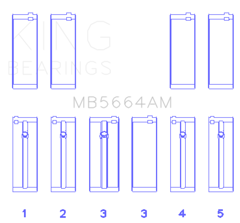 King Nissan QR25DE DOHC 16 Valves (Size +0.75) Main Bearing Set - MB5664AM0.75