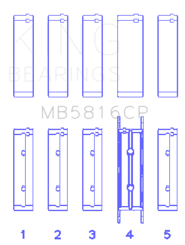 King Ford 391CI 32V Turbo V8 Power Stroke/ O/S .040in (Size 0.25) Main Bearing Set - MB5816CP0.25