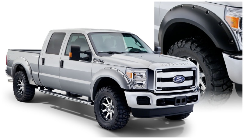 Bushwacker 08-10 Ford F-250 Super Duty Styleside Pocket Style Flares 4pc 81.0/96.0in Bed - Black - 20917-02