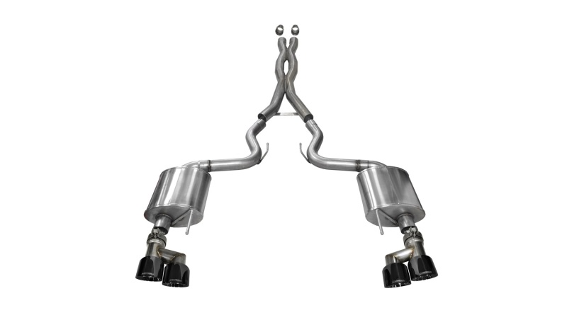 Corsa 2015-2017 Ford Mustang GT 5.0 3in Cat Back Exhaust Black Quad Tips (Sport) - 14337BLK