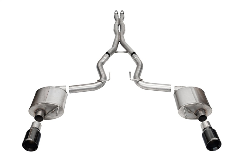 Corsa 24+ Frd Mustang GT- Sport Cat-Back Ex.Sys 3.0in Dual Rear Exit w/4.5in Blk PVD StraightCut Tip - 21255BLK