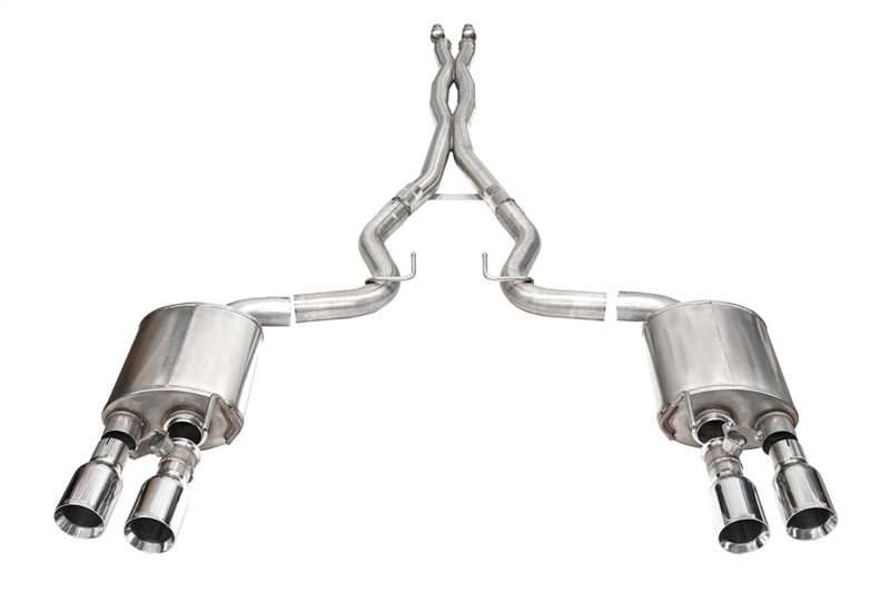 Corsa 24+ Ford Mustang Dark Horse 5.0L 3in Dual Rear Exit Cat-Back w/Twin 4.5in Polish Straight Tip - 21266