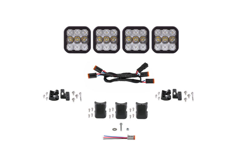 Diode Dynamics SS5 Sport Universal CrossLink 4-Pod Lightbar - White Combo - DD6794