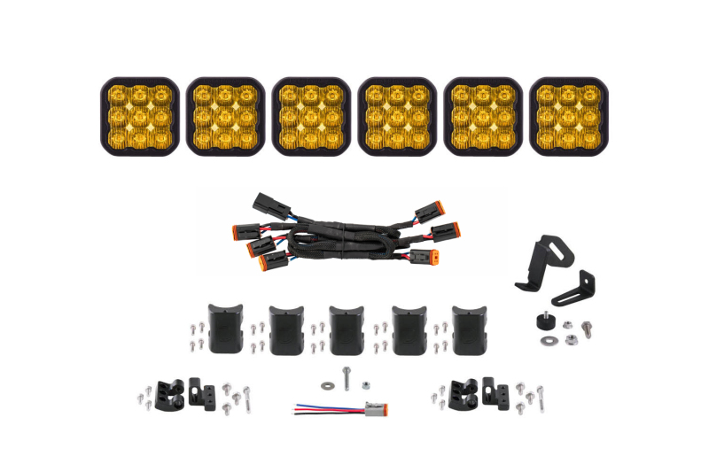 Diode Dynamics SS5 Sport Universal CrossLink 6-Pod Lightbar - Yellow Driving - DD7211