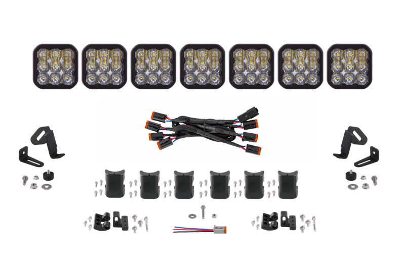 Diode Dynamics SS5 Sport Universal CrossLink 7-Pod Lightbar - White Driving - DD7212