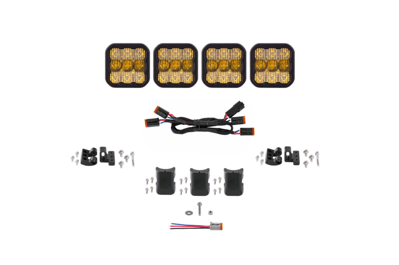 Diode Dynamics SS5 Pro Universal CrossLink 4-Pod Lightbar - Yellow Combo - DD7241