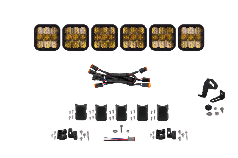 Diode Dynamics SS5 Pro Universal CrossLink 6-Pod Lightbar - Yellow Combo - DD7245