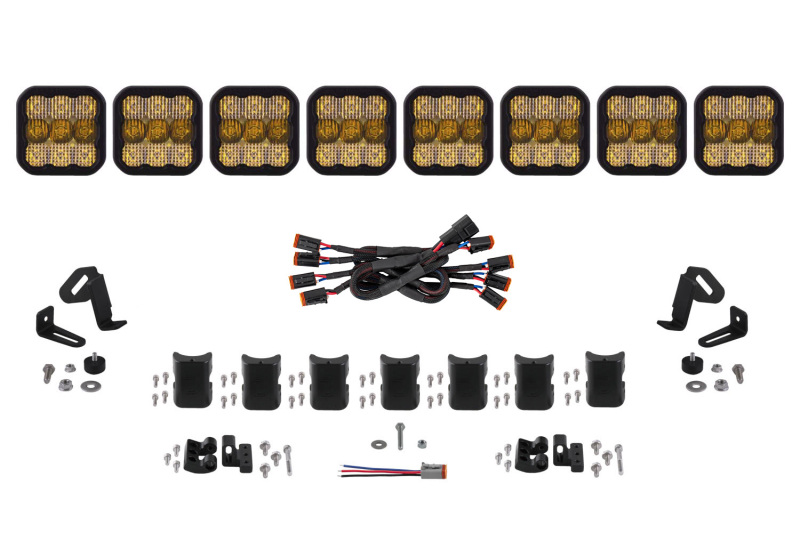 Diode Dynamics SS5 Pro Universal CrossLink 8-Pod Lightbar - Yellow Combo - DD7249