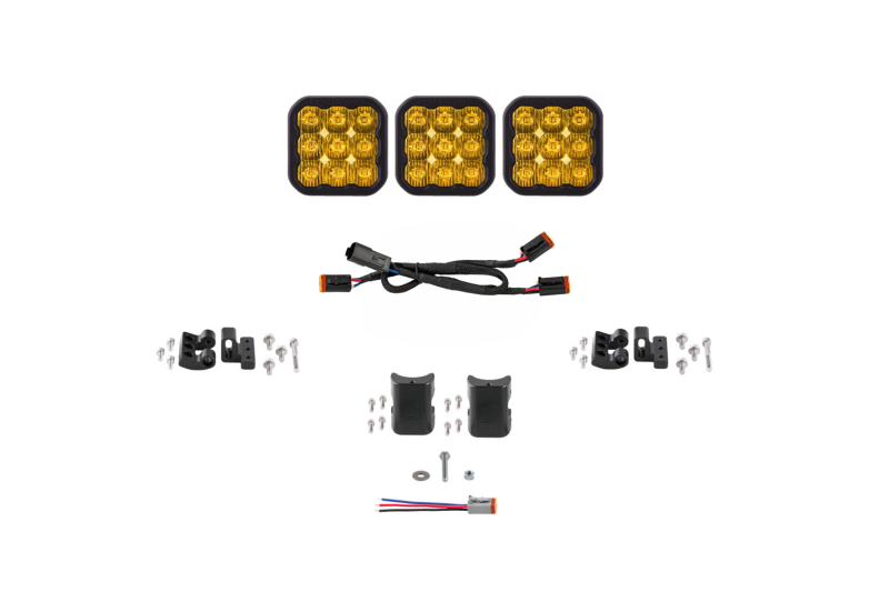Diode Dynamics SS5 Pro Universal CrossLink 3-Pod Lightbar - Yellow Driving - DD7251