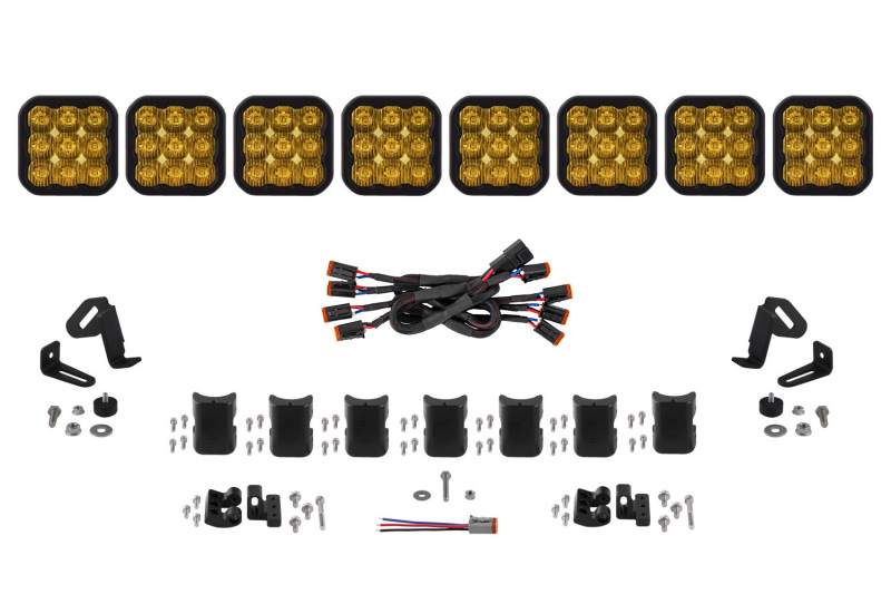 Diode Dynamics SS5 Pro Universal CrossLink 8-Pod Lightbar - Yellow Driving - DD7261