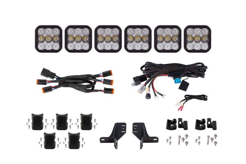 Diode Dynamics Bronco SS5 6-Pod CrossLink Grille Lightbar Kit Pro - White Combo - DD7270