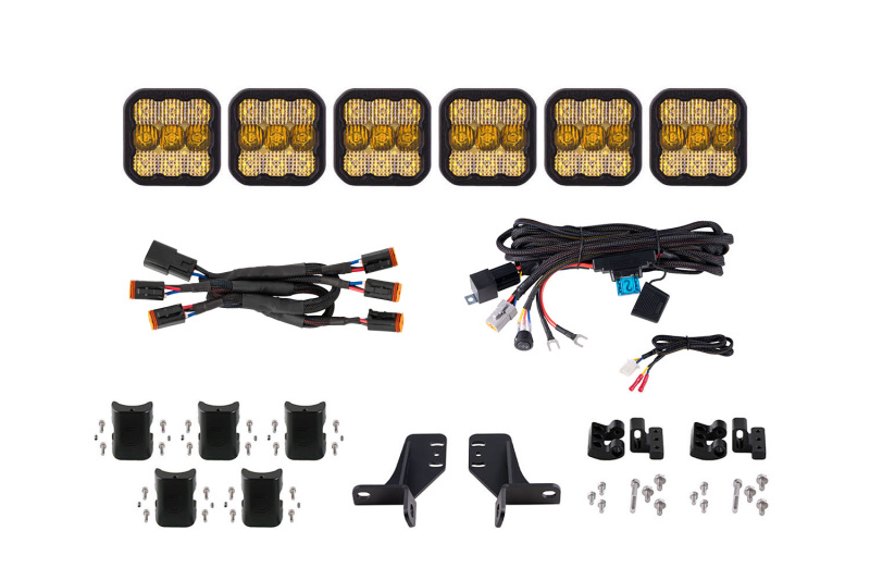 Diode Dynamics Bronco SS5 6-Pod CrossLink Grille Lightbar Kit Pro - Yellow Combo - DD7271