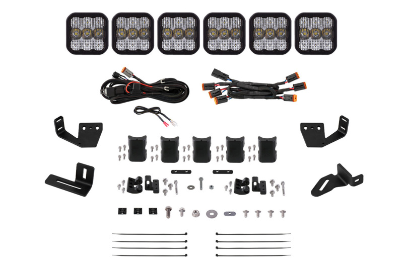 Diode Dynamics Prinsu/Sherpa Roof Racks SS5 6-Pod CrossLink Mounting Kit - Sport White Combo - DD7816