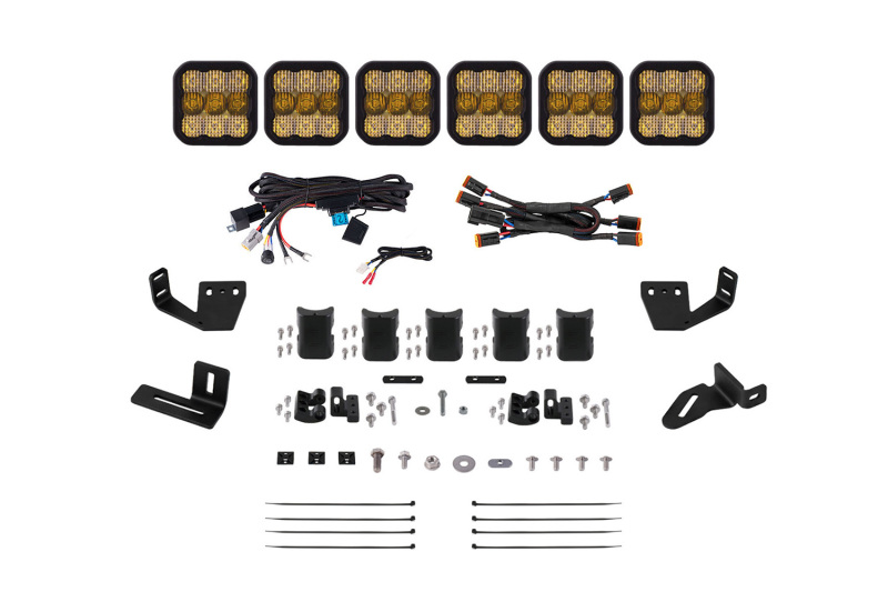 Diode Dynamics Prinsu/Sherpa Roof Racks- SS5 6-Pod CrossLink Mounting Kit Pro Yellow Combo - DD7821