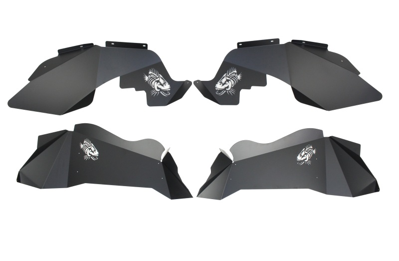 Fishbone Offroad 07-18 Jeep Wrangler JK Logo Aluminum Inner Fenders - Black Powdercoat - FB33073