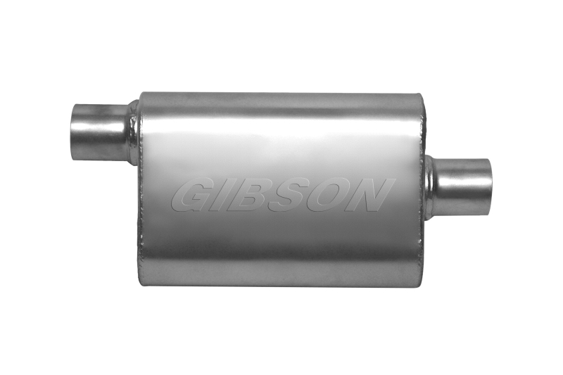 Gibson CFT Superflow Offset/Center Oval Muffler - 4x9x13in/2.5in Inlet/2.5in Outlet - Stainless - 55142S