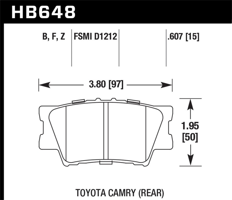 Hawk 2013-2014 Lexus ES300h HPS 5.0 Rear Brake Pads - HB648B.607