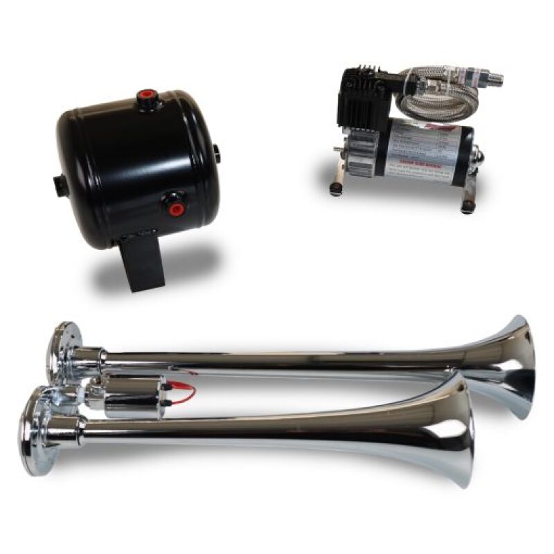 Kleinn Dual Chrome Horn Kit w/ 120 PSI Air Compressor / 0.5 gal Air Tank - HK2
