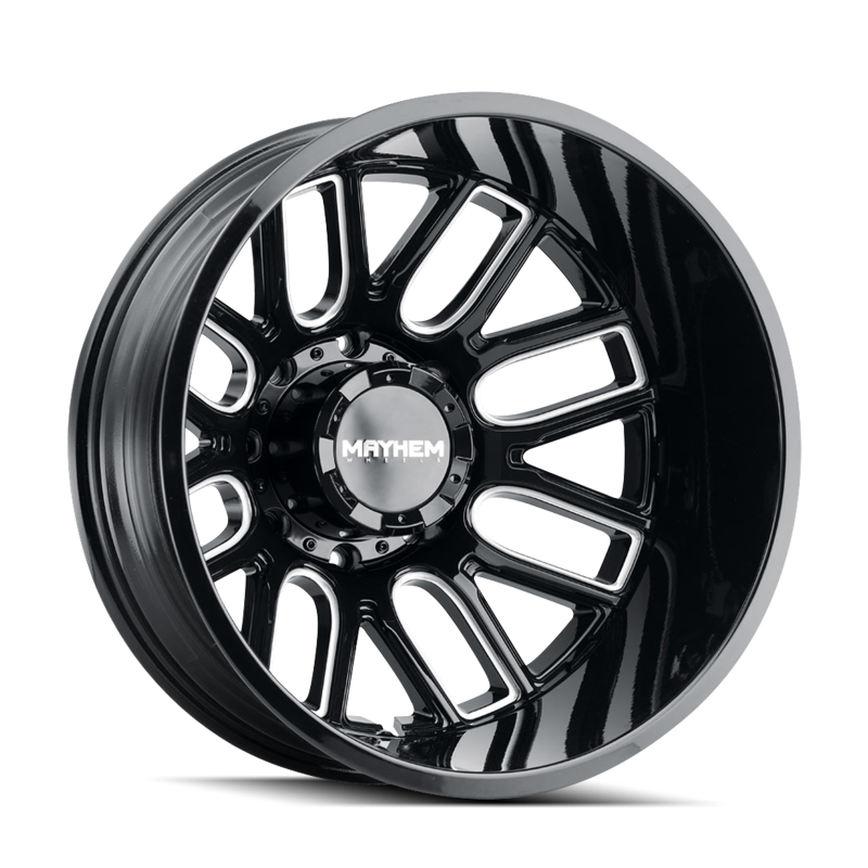 Mayhem 8107D Cogent Dually 20x8.25/8x165.1 BP/-192mm Offset/121.3mm Hub Black w/ Milled Spokes Wheel - 8107D-2881BMR192