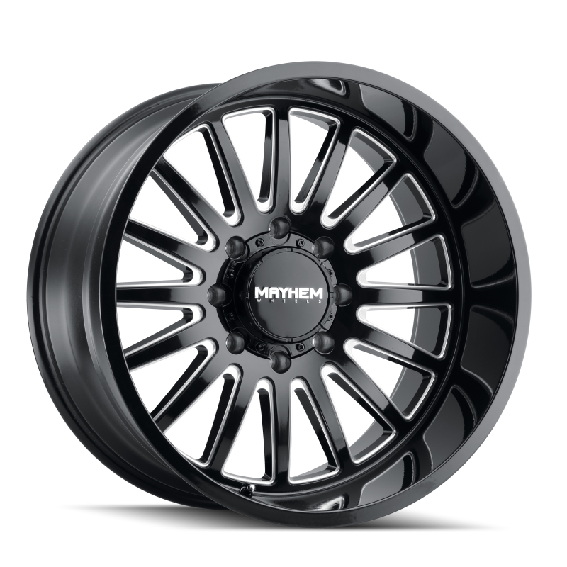 Mayhem 8114 Utopia 22x12 / 5x127 BP / -44mm Offset / 71.5mm Hub Black w/ Milled Spokes Wheel - 8114-22273BM