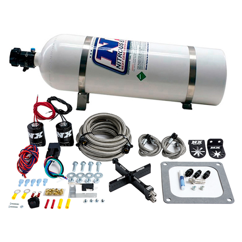 Nitrous Express 4500 Covert Crossbar Plate System Stage 6 50-300HP (15lb Bottle) - 63071-15