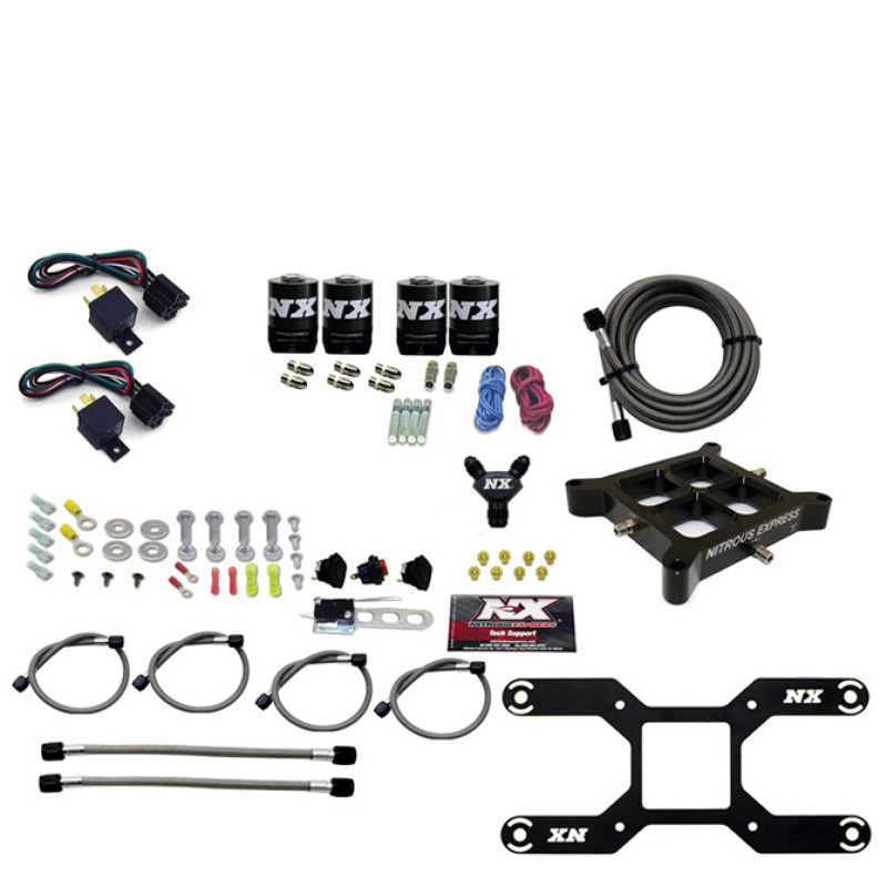 Nitrous Express Dry Quad Stage Billet Crossbar Plate System 100-2000hp (4150 Flange) w/o Bottle - 66442-00