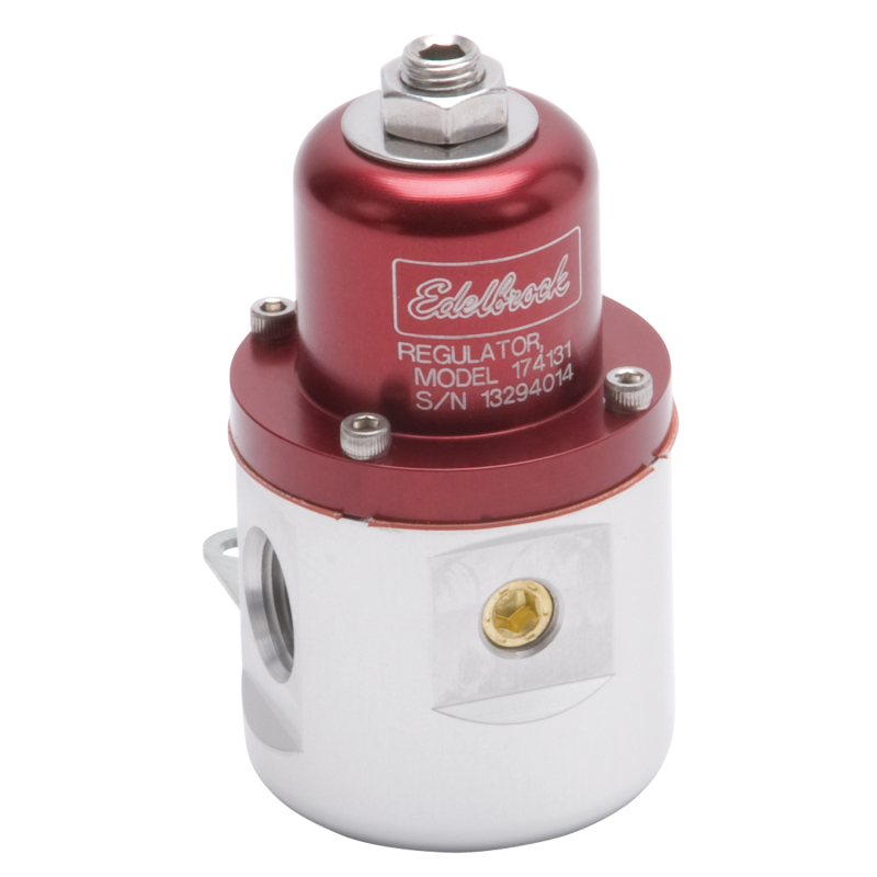 Edelbrock Fuel Pressure Regulator Carbureted 160 GPH 5-10 PSI 3/8In In/Out 3/8In Return Red/Clear - 174131