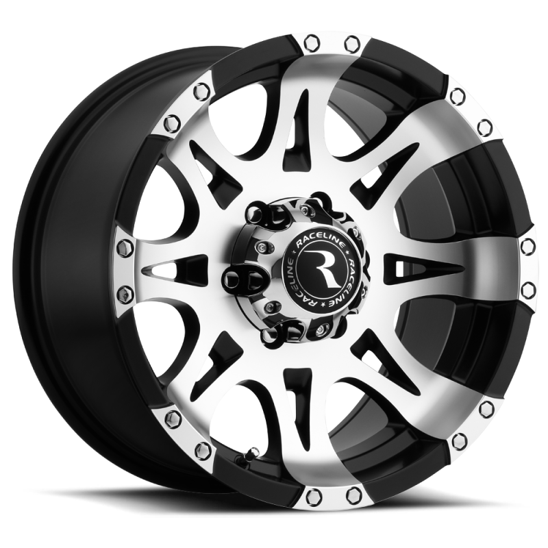 Raceline 982 Raptor 17x9in / 5x127 BP / 0mm Offset / 78.1mm Bore - Black & Machined Wheel - 982-79050