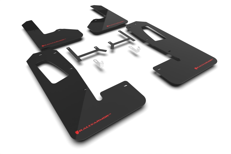 Rally Armor 22-25 Rivian R1S Black UR Mud Flap w/Red Logo - MF108-UR-BLK-RD