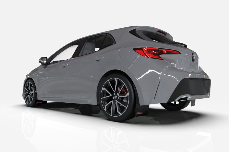 Rally Armor 12-19 Ford Focus ST / 16-19 RS Black Mud Flap BCE Logo - MF27-BCE22-BLK/PK
