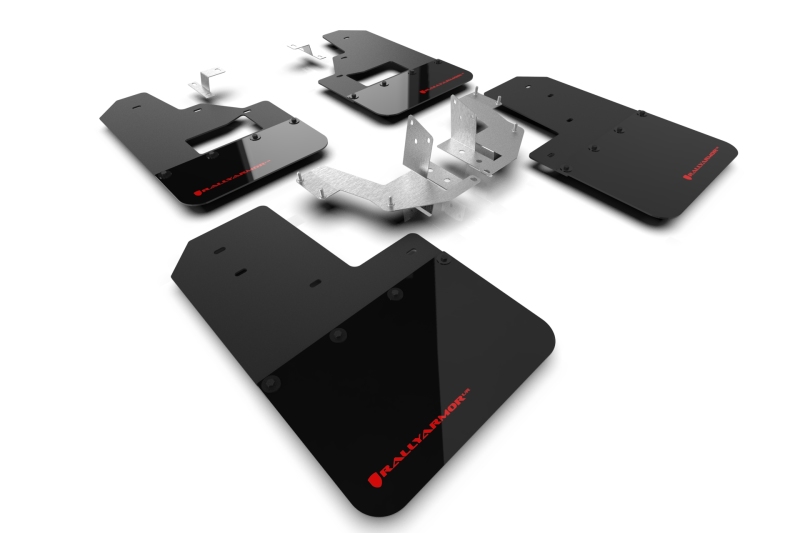 Rally Armor 21-25 Ford Bronco (Plstc Bmpr + RB - NO Rptr/Sprt) Blk Mud Flap w/Red Logo - MF85-RB-PL-RD