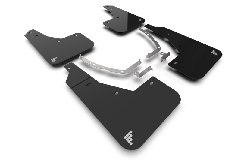 Rally Armor 22-24 Hyundai Ioniq 5 Black UR Mud Flap Silver Battery Logo - MF87-BAT-BLK-SIL